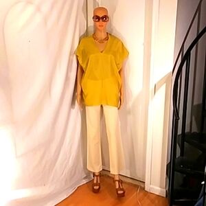 🔥 Like New Yigal Azrouel (New York) Yellow Semi Sheer 100% Silk Blouse